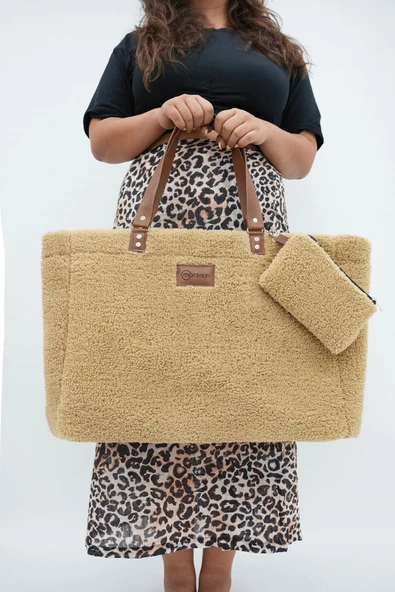 MORDESİGN Teddy Bag,Anne Bebek Bakım Çantası, Cüzdan Hediyeli, XL Büyük Boy, Kadın Çantası, Morteddy Serisi - 5