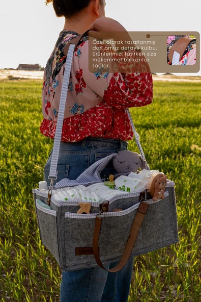 MORDESİGN Xl Büyük Boy, Çok Amaçlı Kalın Keçe Anne Bebek Bakım Çantası, Dolap Içi Organizer, Scotch Serisi - 5