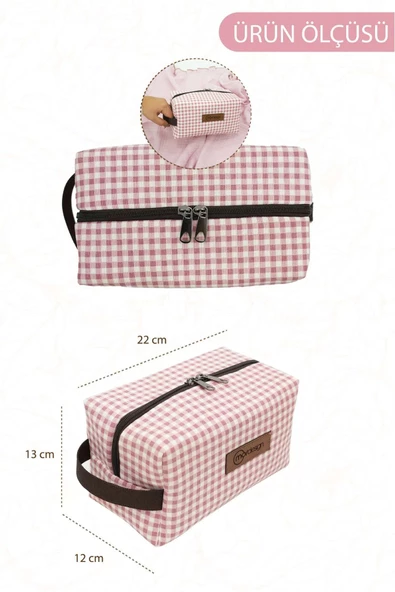 MORDESİGN Bebek Bakım Çantası Organizeri, Islak/Kuru, Kirli/Temiz Çamaşır, Bebek Bezi Çantası, Gingham Serisi - 2