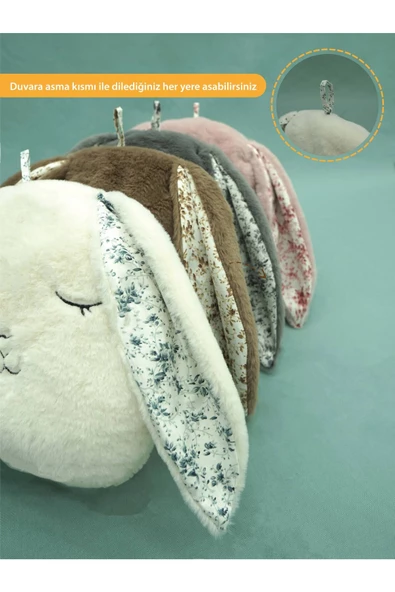 MORDESİGN Peluş Tavşan Yastık, Sevimli Tavşan Nakışlı Kırlent, Peluş Tavşan Oyuncak, Morbunny Seri - 3