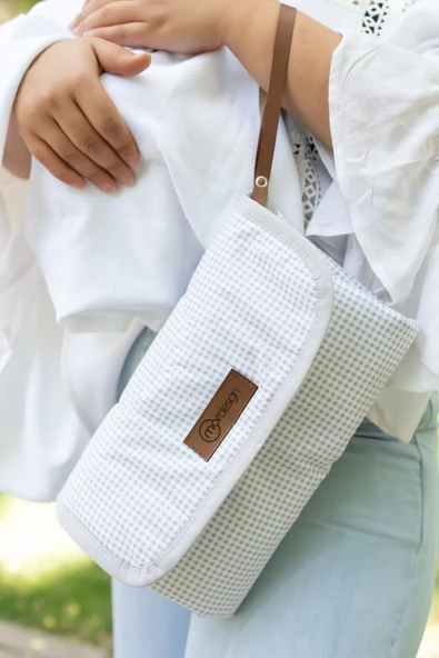 MORDESİGN Bebek Çanta Alt Açma Minderi Alt Değiştirme Pedi, Taşınabilir Bakım Çantası, Clutch Seri, Gri - 6