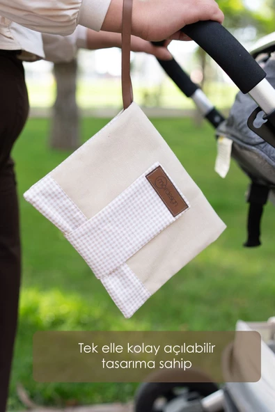 MORDESİGN Bebek Alt Açma Bakım Çantası, Anne Bebek Organizeri, Yıkanabilir, Kir Tutmaz, Junior Serisi, Bej - 6