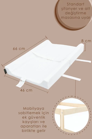 MORDESİGN Bebek Alt Açma Minderi, Alt Değiştirme Pedi, Ek Konturlu, Ayarlanabilir Kemer, Aşkabat Serisi, - 2