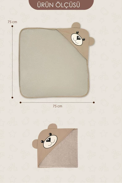 MORDESİGN Morbear Serisi Bebek Havlu/Kese Seti, Nakışlı Bebek Havlu Kundak, Pamuklu Yumuşacık Yenidoğan Havlu - 3