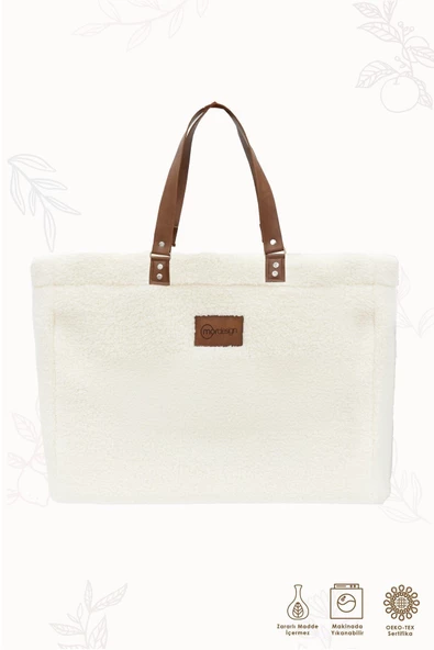 MORDESİGN Teddy Bag,Anne Bebek Bakım Çantası, Cüzdan Hediyeli, XL Büyük Boy, Kadın Çantası, Morteddy Serisi - 2
