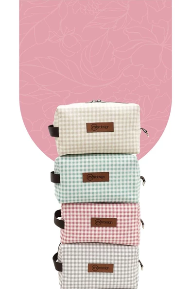 MORDESİGN Bebek Bakım Çantası Organizeri, Islak/Kuru, Kirli/Temiz Çamaşır, Bebek Bezi Çantası, Gingham Serisi - 4