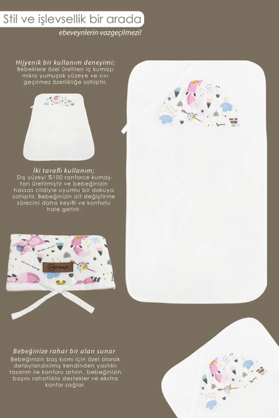 MORDESİGN Bebek Çanta Alt Açma Minderi  Alt Değiştirme Pedi  Taşınabilir Bakım Örtüsü Care Tilki Serisi - 3