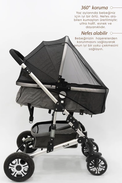 MORDESİGN Bebek Arabası Sinekliği/cibinliği, Sahra Serisi, Siyah (tüm Bebek Arabaları Ile Uyumludur) - 3