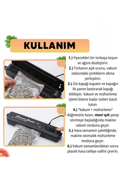 Gıda Vakum Ve Mühürleme Makinesi- Yiyecek Tazeliği Koruma Ev Ve Restoran İçin - 2