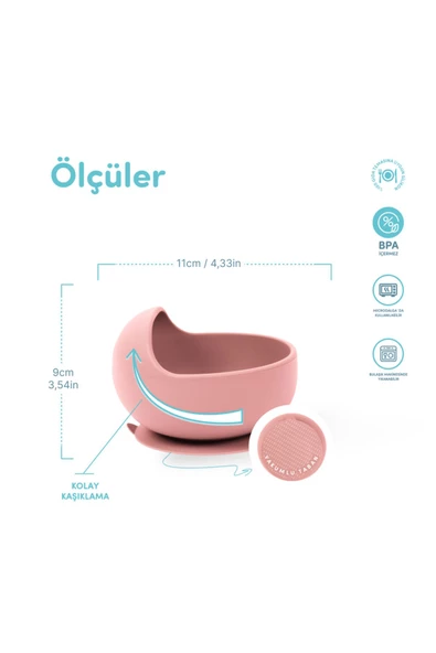 SEVİ BEBE Vakum Tabanlı Silikon Kase Gül Kurusu - 4