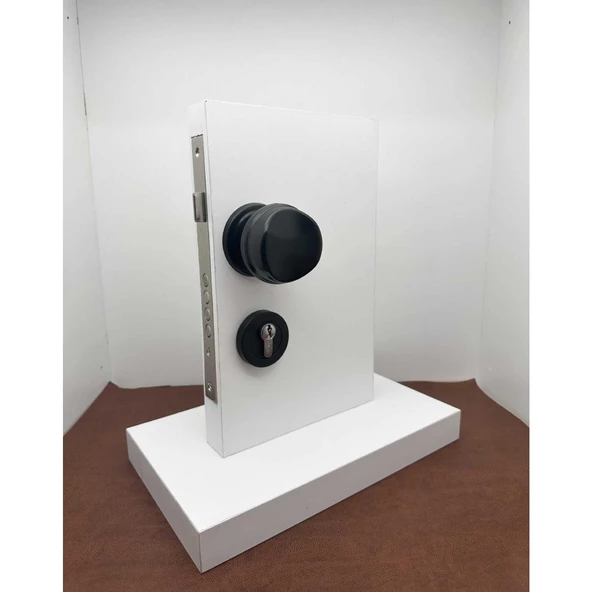 Kumru Mat Siyah Kapı Tokmağı + Alt Rozet (Kilit Hariçtir) - Resim 4