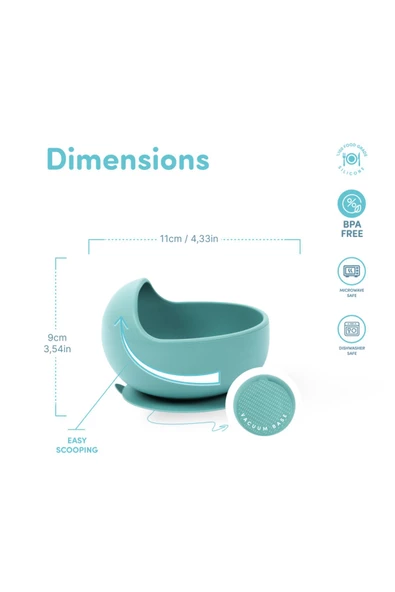 SEVİ BEBE Vakum Tabanlı Silikon Kase Turkuaz - 4