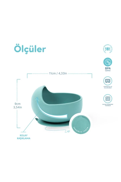 SEVİ BEBE Vakum Tabanlı Silikon Kase Turkuaz - 3