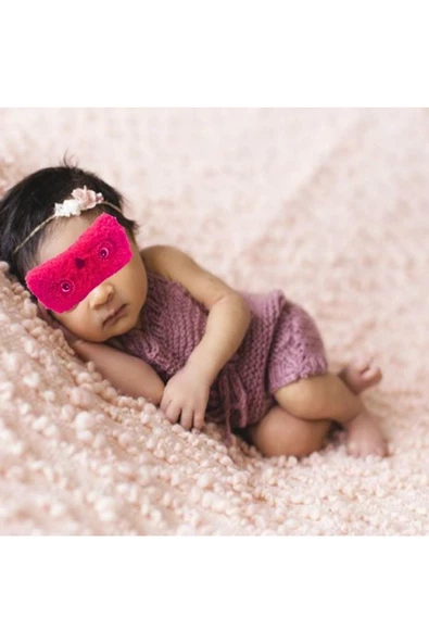 JUSSO Bebek Uyku Maskesi Pembe Baykuş - 5