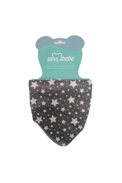 SEVİ BEBE Fular Önlük Gri Yıldız