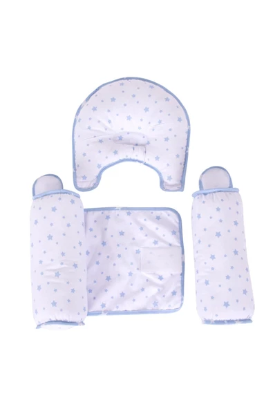 Sevi Bebe Kafa Şekillendirici Yastık Yan Yatış Yastığı Mavi Yıldız - Resim 3