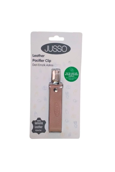 JUSSO Deri Korumalı Metal Klipsli Emzik Askısı Somon - 4