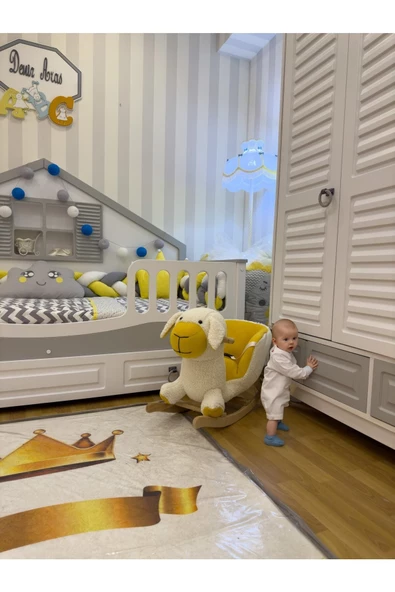 EĞİTİCİ AHŞAPLAR Eğitici Peluş Sallanan Ahşap Sandalye, Sallanan At 2 Yıl Garantili - 8