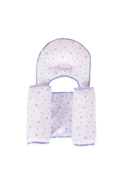 Sevi Bebe Kafa Şekillendirici Yastık Yan Yatış Yastığı Mavi Yıldız - Resim 2