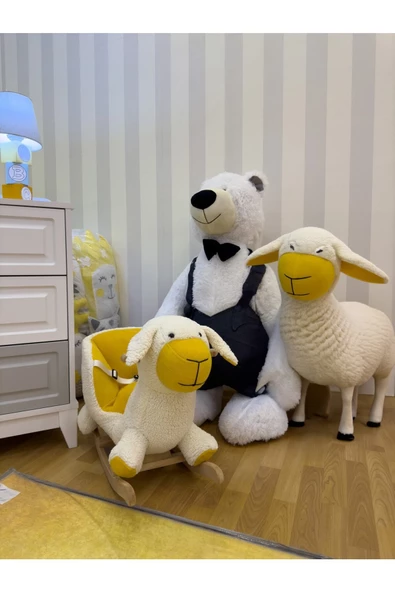 EĞİTİCİ AHŞAPLAR Eğitici Peluş Sallanan Ahşap Sandalye, Sallanan At 2 Yıl Garantili - 7