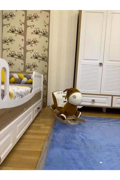 EĞİTİCİ AHŞAPLAR Eğitici Peluş Sallanan Ahşap Sandalye, Sallanan At 2 Yıl Garantili - 2