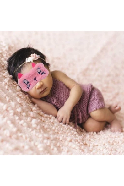 Vavbaby  Bebek Uyku Maskesi Pembe Kedili - 5