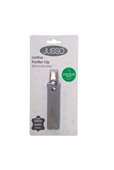 JUSSO Deri Korumalı Metal Klipsli Emzik Askısı Gri - 4