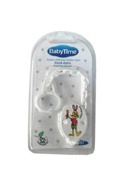 BABYTİME Baby Time Kabartma Desenli Emzik Askısı Tavşan Bt197