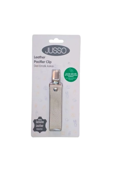 JUSSO Deri Korumalı Metal Klipsli Emzik Askısı Krem - 4