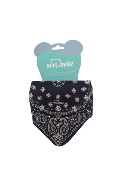 SEVİ BEBE Fular Önlük Siyah Desenli - 2