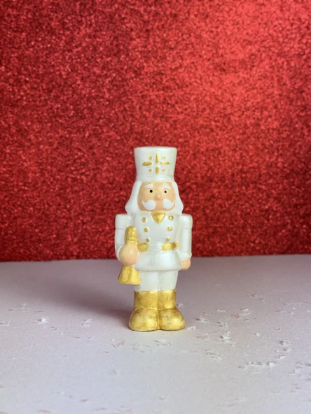 Beyaz Yılbaşı Dekoru Fındık Kıran Kurşun Asker Nutcracker Yeni Yıl Biblo