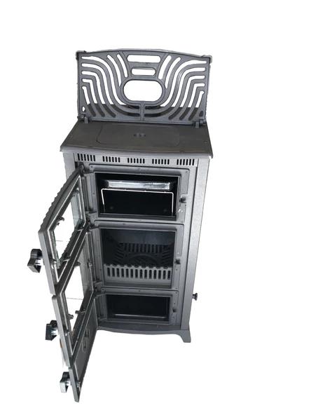 Rekor Lima Tuğlalı Kuzineli Döküm Şömine 6 Parça Boru Hediyeli - 5