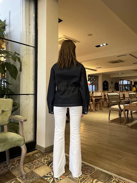 Kadın Kot Gömlek Lacivert - Resim 3