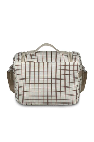 Bye Bye Yummy Okul Öncesi Kreş Çocuk El ve Omuz Termo Beslenme Çantası-Krem Ekose - 3