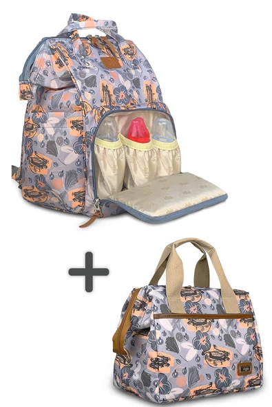 Stylo Paris Anne Bebek Bakım Çantası ve Isı Yalıtımlı Beach Bag Termos Çanta-2'li Takım - 2