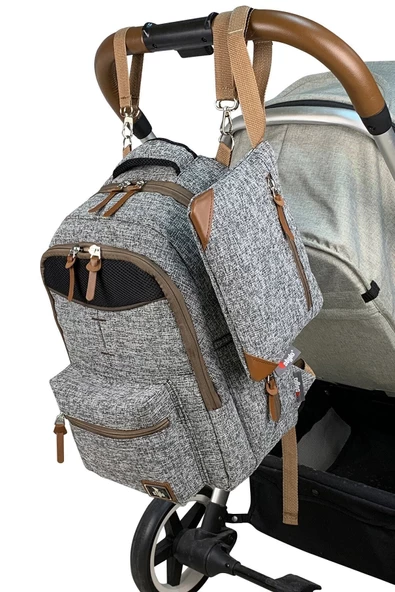 Stylo Grand Anne Bebek Çantası Ve Küçük El Çantası Gri - 6