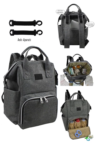 Bye Bye Paris Anne Bebek Çantası Gri ürün görseli 1