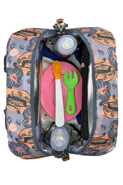 Stylo Isı Yalıtımlı Termal Çanta Mama Ve Yemek Taşıma Beslenme Çantası Askılı Çiçek - Resim 2