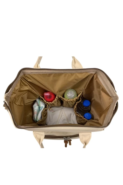 Stylo Monaco Baby Bag Baskılı Anne Bebek Bakım Sırt Çantası - Bej - 5