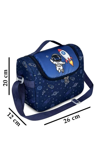 Bye Bye Yummy Okul Öncesi Kreş Çocuk El ve Omuz Termo Beslenme Çantası-Uzay - 5