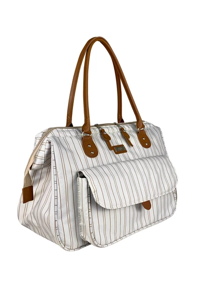 Stylo Kadın Krem Çizgili Bebek Bakım  Çantası - Resim 2