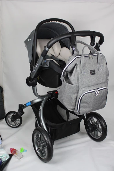 Bye Bye Paris Anne Bebek Çantası Gri - Resim 5