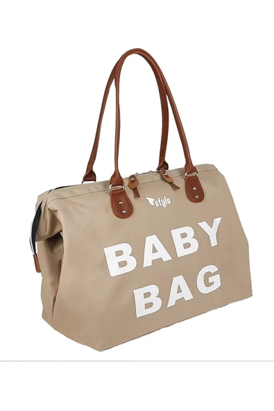 Stylo Baby Bag Baskılı Tek Anne Bebek Bakım Omuz Çantası - Vizon - 2