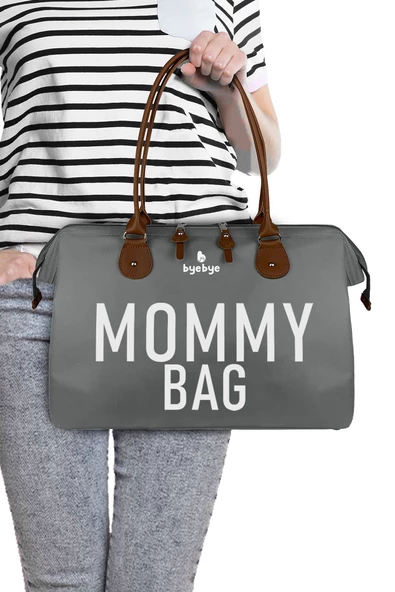 Bye Bye Mommy Bag  Anne Bebek Bakım ve Kadın Çantası-Gri