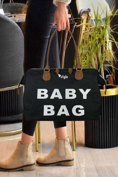 Stylo Baby Bag Baskılı Tek Anne Bebek Bakım Omuz Çantası -siyah - 2