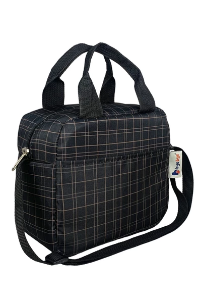 Bye Bye Termos Yemek Taşıma Çantası Askılı Termal Beslenme Çantası-siyah Ekose - 3