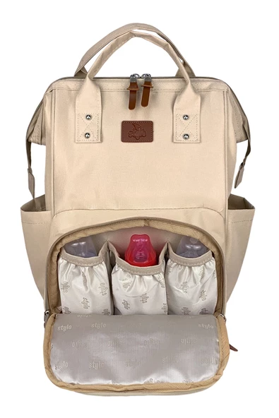Stylo Star Anne Bebek Bakım Sırt Çantası Termos Çanta - Bej - 5