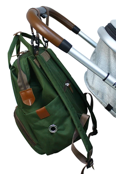 Stylo Monaco Baby Bag Baskılı Anne Bebek Bakım Sırt Çantası - Haki - 6