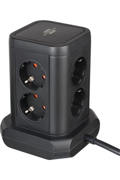 Premium Serisi Masa Üstü 8 Soketli 4 USB li Kulesi 2 Metre Kablolu Priz