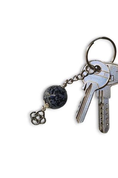 Kar Tanesi Obsidyen Taşı Anahtarlık 126-2 - 2